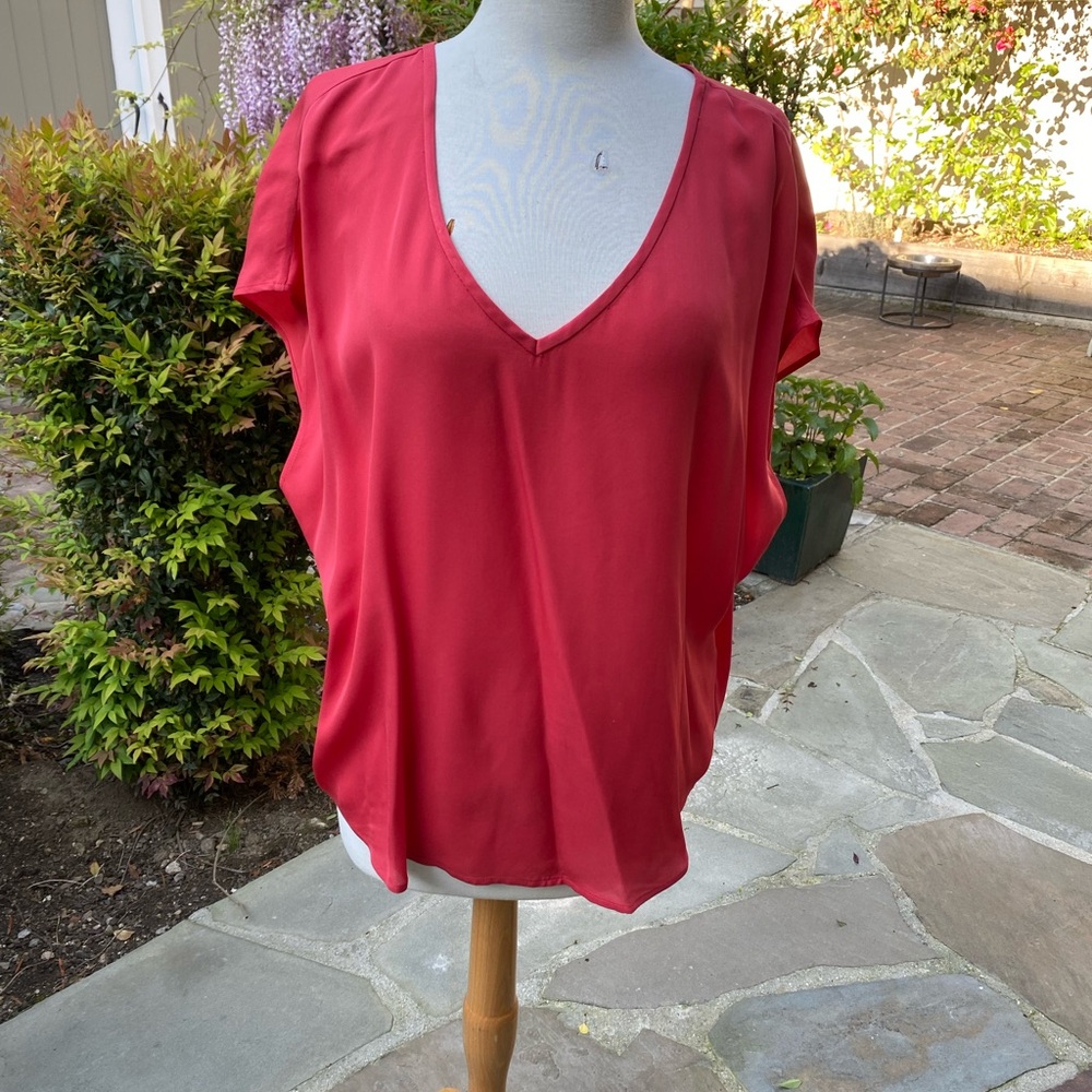 Beautiful Red Joie 100% Silk Top - L